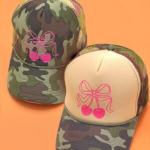TRUCKER HAT BOW CHERRY CAMOUFLAGE CAP
