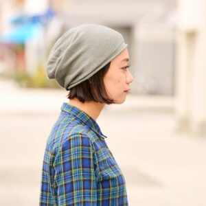 100% Organic Cotton Slouchy Beanie Hat, Made in JAPAN, Chemo Hat, Hypoallergenic, Men & Women