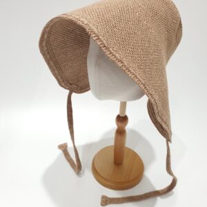 Wide Brim Straw Summer Bonnet: Cotton Blend Ponytail Sun Hat