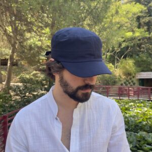 Blue Cotton Castro Cap: Adjustable Military Cadet Hat