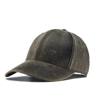 Heavy Washed Coated Structured Adjustable Low Profile Baseball Cap Dark Brown