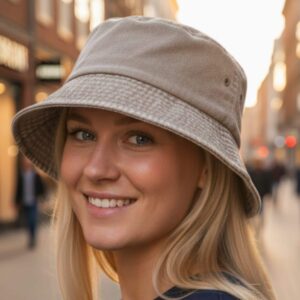 Cotton Bucket Hat: Women Vintage Distressed Summer Hat Lightweight Casual Beach Style