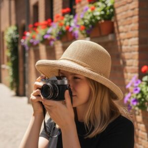 Raffia Bucket Hat | Minimal Wide Brim Summer Travel Beach Hat