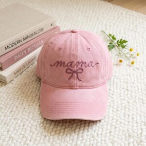 Embroidered Mama Hat for Mom-Trendy Bow-Gift for Mom-New Mom-Gift for her Cap