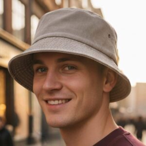 Cotton Bucket Hat: Men Vintage Distressed Summer Hat Lightweight Casual Travel Beach Style