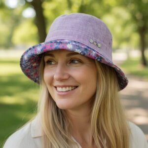 Women Lightweight Bucket Hat Floral Brim Summer Sun Hat Breathable Hat