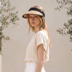 Chic Contrast Trim Visor Hat, Elegant Women??s Sun Visor for Travel & Beach