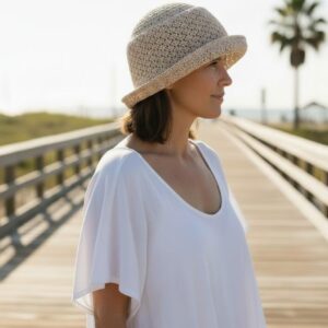 Summer Bucket Hat Lightweight Sun Hat Casual Beach Vacation Hat Elegant Style. Gift for her.