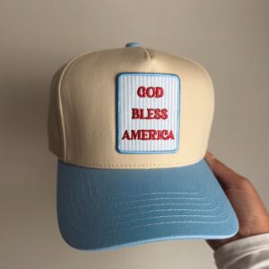 God Bless America Hat | patriotic hat, July 4th, Independence Day hat, preppy, summer hats, Americana, trucker hat with patch, embroidered