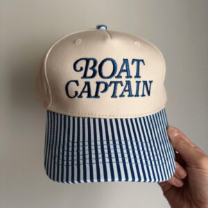 Boat Captain Hat | striped hat, summer hats, lake days, beach accessories, snapback hat, bachelorette gifts